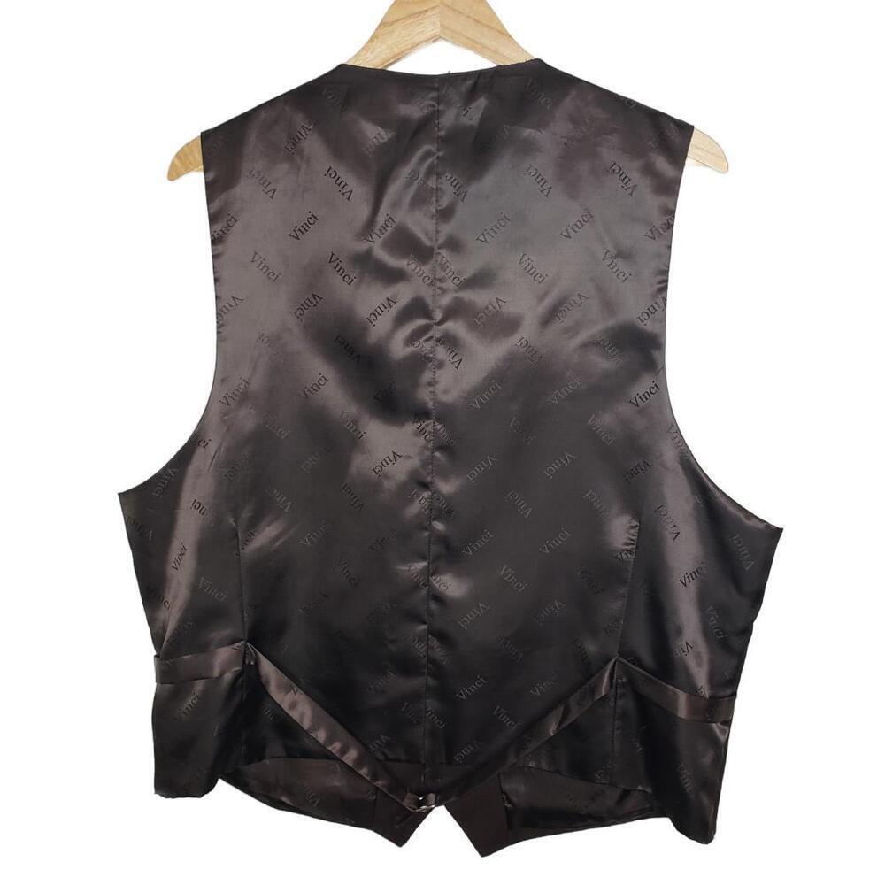 Vinci Men's Sz 44L Dark Brown Monogram Vest, Preppy Dark Academia(1627) - Picture 3 of 6